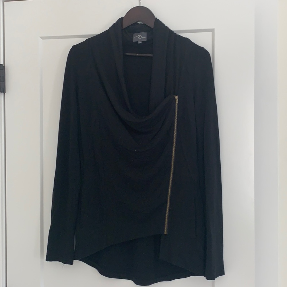 Side zip black cardigan